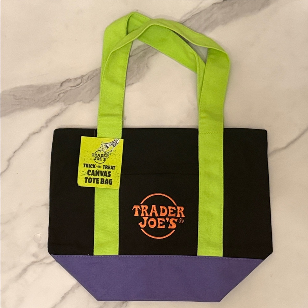 Trader Joe’s Mini Tote Bag (Purple, Green, Orange & Black)